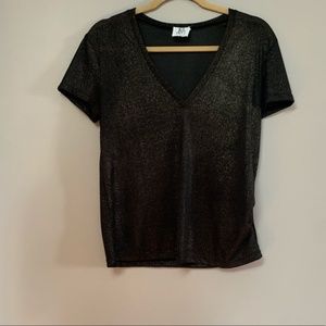 Anthropologie dRA Los Angeles Gold Metallic V Top